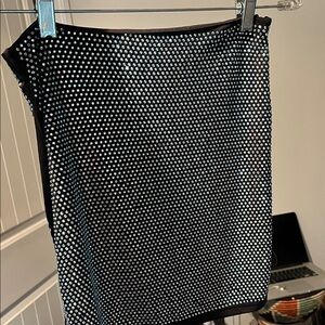 Hot Miami Styles Black Mini Skirt & Halter Top Set iridescent rhinestones Small